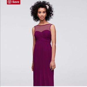 David's Bridal Long Mesh w/ Illusion neck. F15927